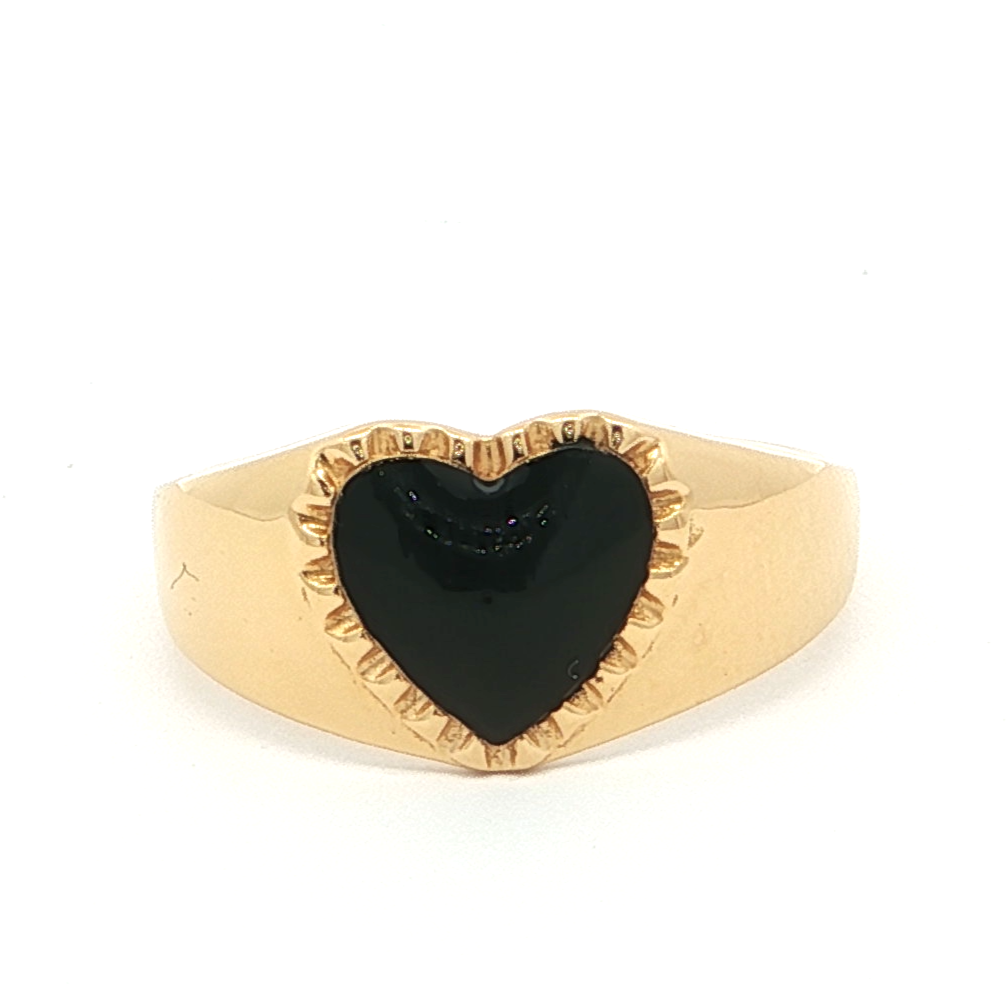Black Enamel Heart Ring